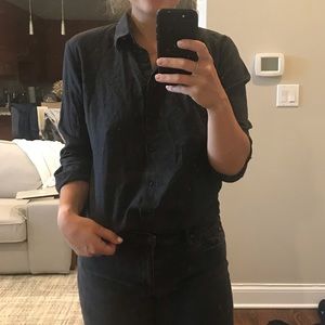 Tailor made navy linen button down